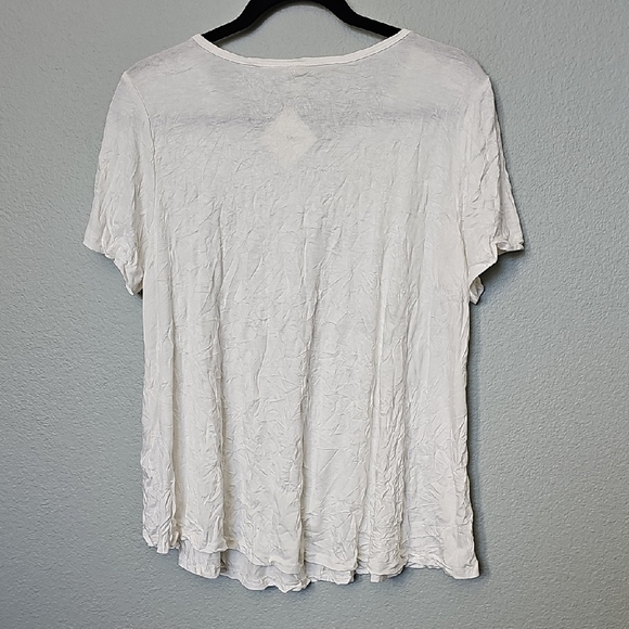 Citron Bleu White Textured Crinkle Casual Short Sleeve Top Medium - Picture 8 of 8